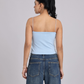 Essential Spaghetti Crop Top – Blue