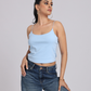 Essential Spaghetti Crop Top – Blue