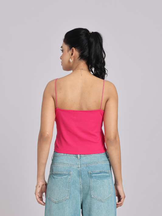 Essential Spaghetti Crop Top – Pink