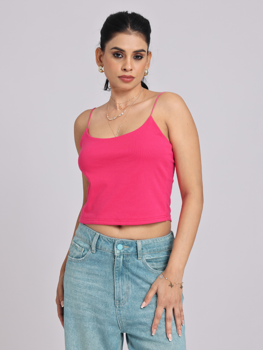 Essential Spaghetti Crop Top – Pink
