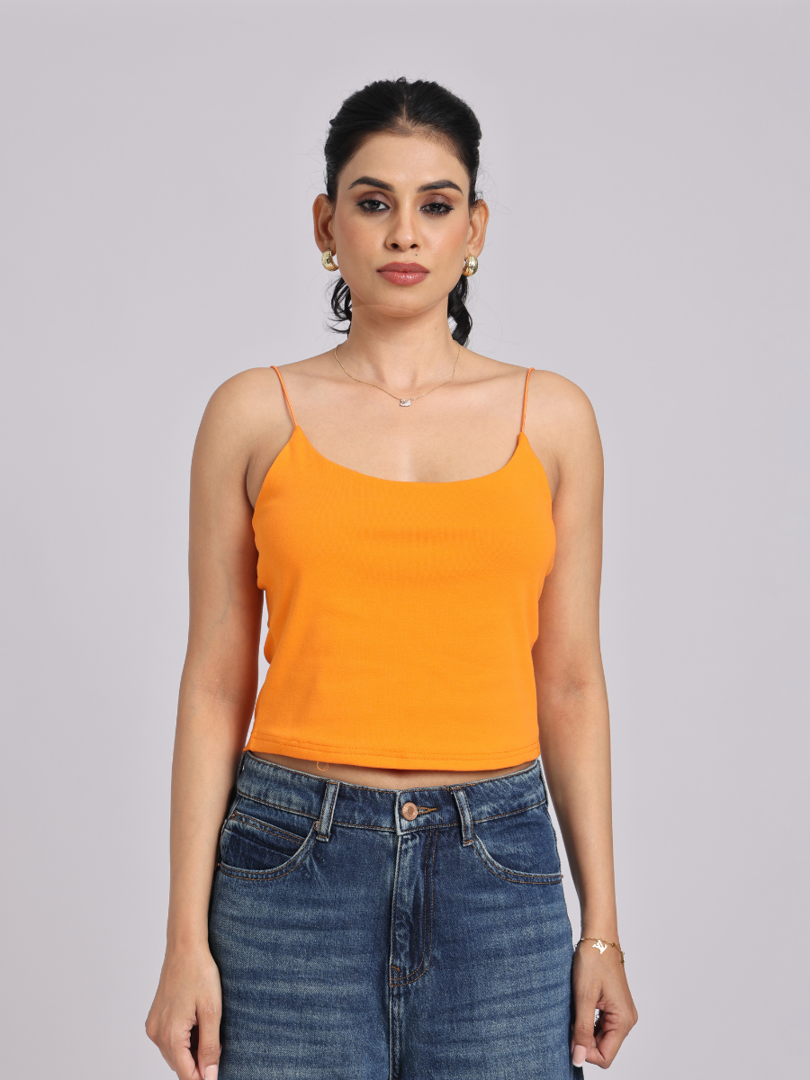 Essential Spaghetti Crop Top - Orange