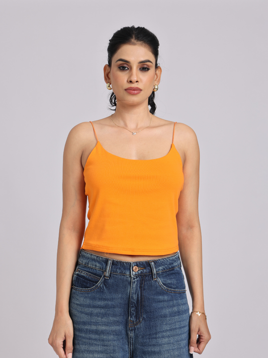 Essential Spaghetti Crop Top - Orange