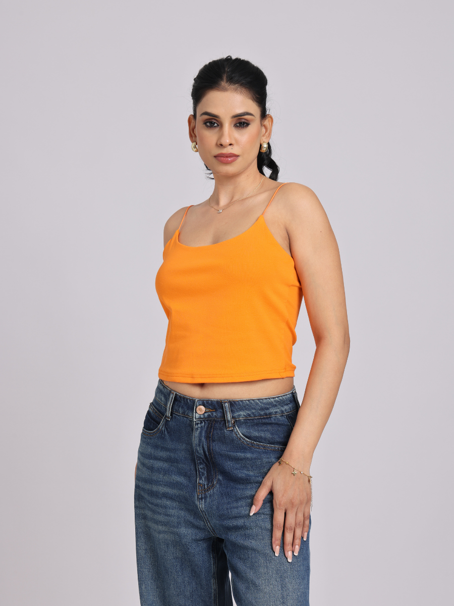 Essential Spaghetti Crop Top - Orange