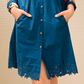 Embroidered Blue Collar Dress