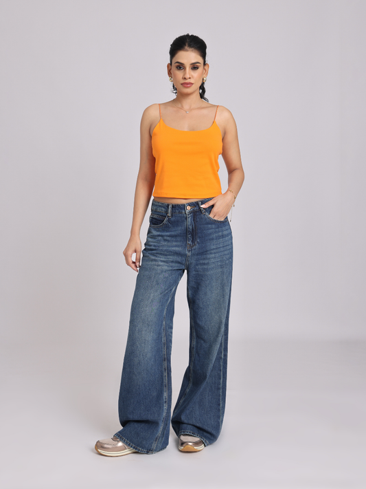 Essential Spaghetti Crop Top - Orange
