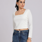 Premium White Square Neck Crop Top