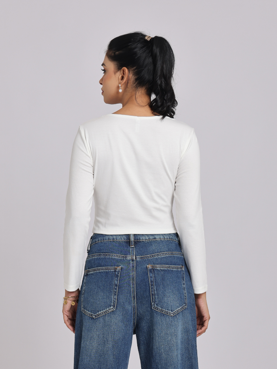 Premium White Square Neck Crop Top