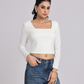 Premium White Square Neck Crop Top