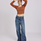 Premium Brown Square Neck Crop Top
