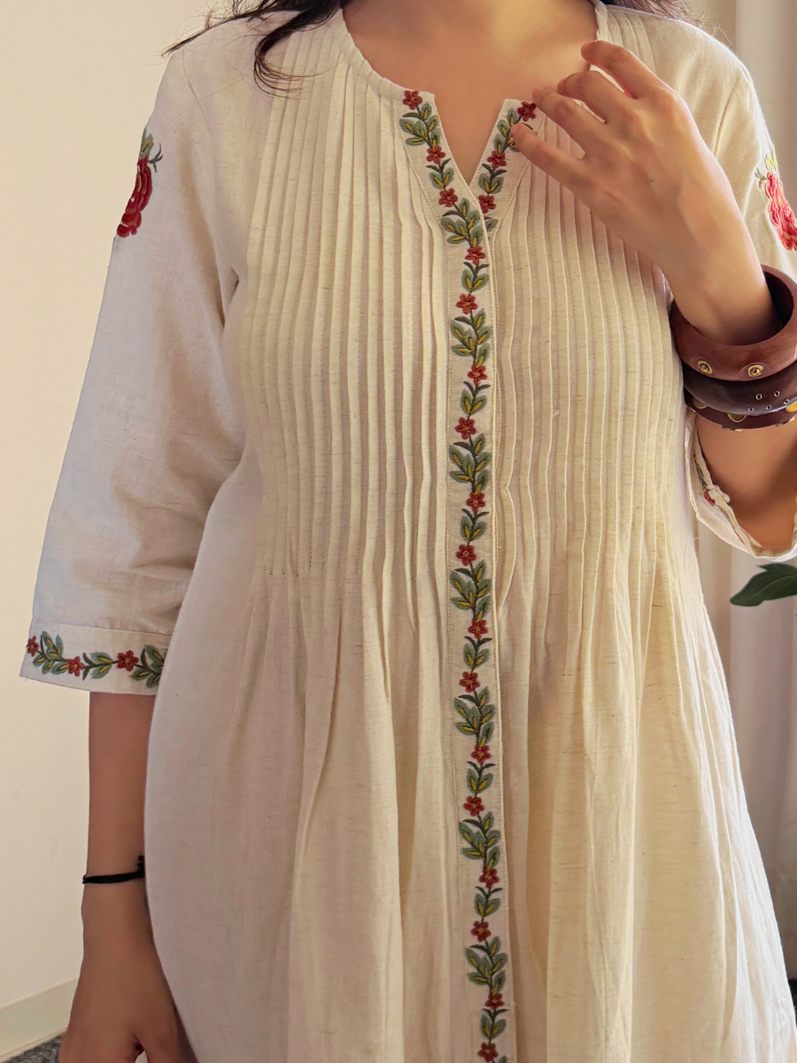 Embroidered Khadi Cotton Dress