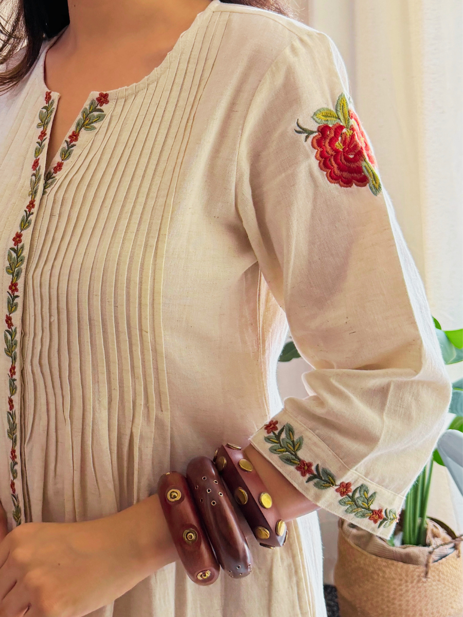 Embroidered Khadi Cotton Dress