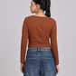 Premium Brown Square Neck Crop Top