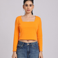 Premium Orange Square Neck Crop Top
