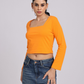 Premium Orange Square Neck Crop Top