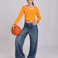 Premium Orange Square Neck Crop Top