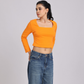 Premium Orange Square Neck Crop Top