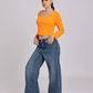 Premium Orange Square Neck Crop Top