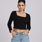 Premium Black Square-Neck Crop Top