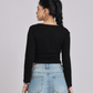 Premium Black Square-Neck Crop Top