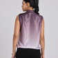 Mauve Satin Drape Neck Sleeveless Top
