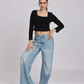 Premium Black Square-Neck Crop Top