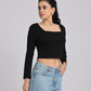 Premium Black Square-Neck Crop Top