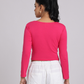 Premium Hot Pink Square-Neck Crop Top