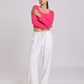 Premium Hot Pink Square-Neck Crop Top