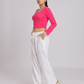 Premium Hot Pink Square-Neck Crop Top