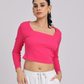 Premium Hot Pink Square-Neck Crop Top