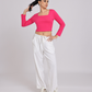 Premium Hot Pink Square-Neck Crop Top