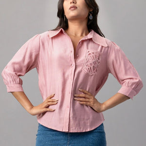 Rose Cutwork Pocket Shirt