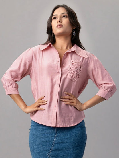Rose Cutwork Pocket Shirt