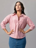 Rose Cutwork Pocket Shirt