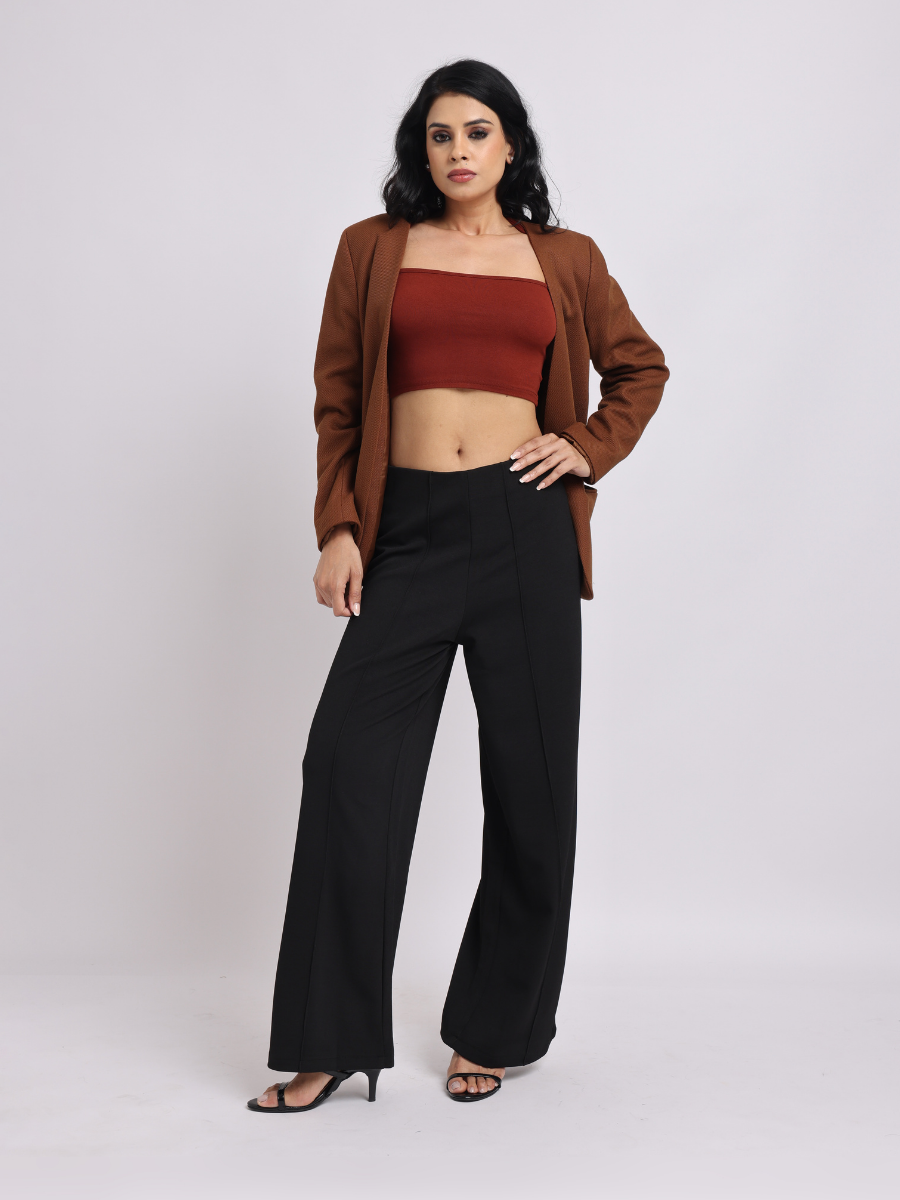 Black High-Waist Wide-Leg Trouser