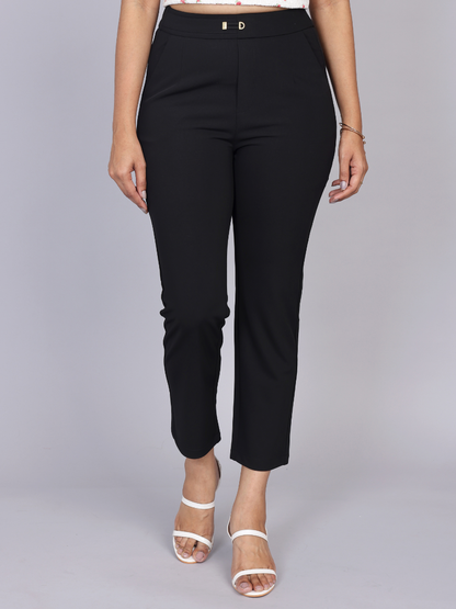 Classic Black Ankle-Length Trousers