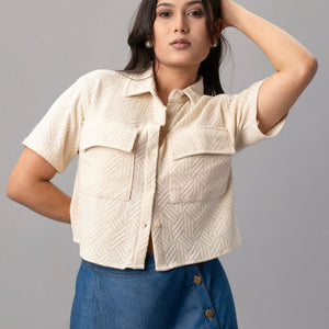 Sandstone Textured Crop Shirt