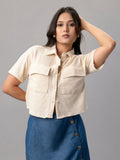 Sandstone Textured Crop Shirt