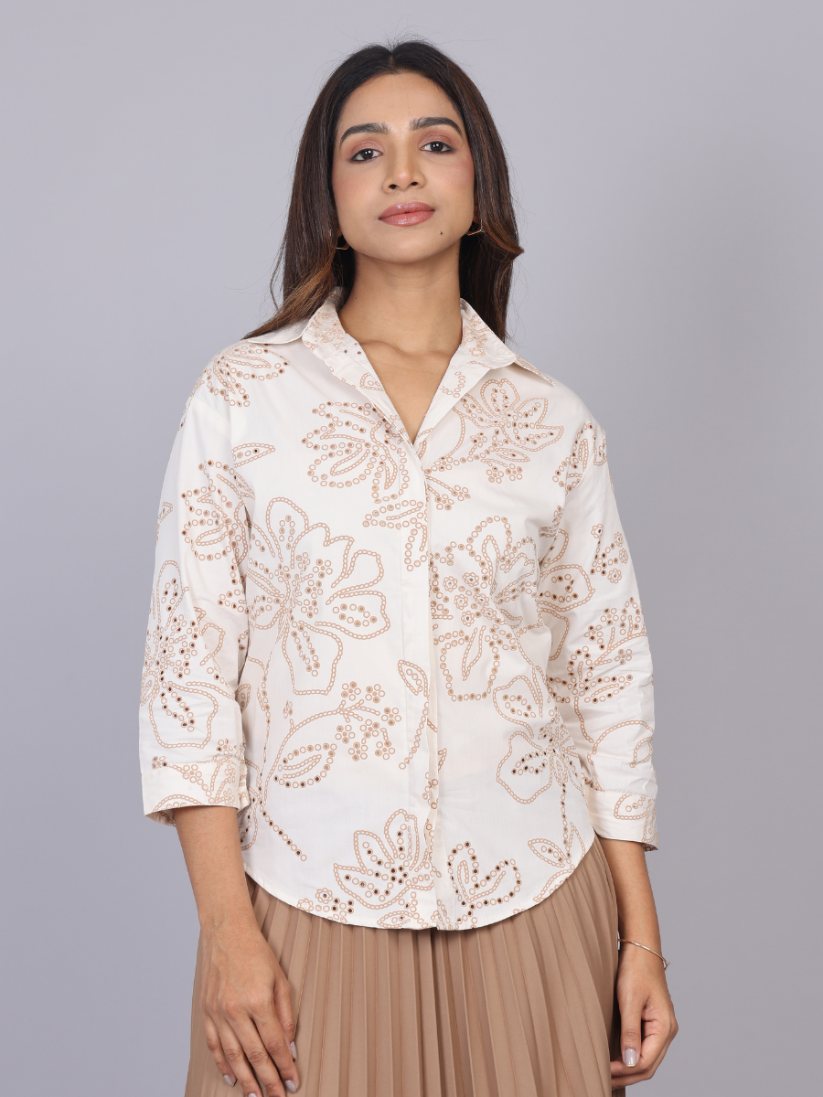 Ivory Petal Cutwork Shirt