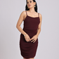 Wine Ruched Spaghetti Strap Bodycon Dress