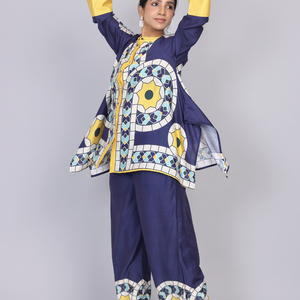 Blue Silk Print Co-Ords Set