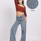 Mid-Rise Pearl-Studded Blue Denim Jeans