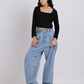 High-Waist Elasticated Wide-Leg Denim Jeans