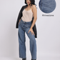 Mid-Blue Rhinestone Straight-Fit Jeans