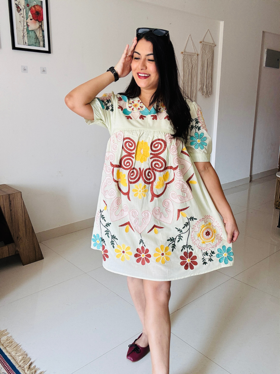 Floral Fabric Cotton Dress