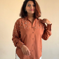 Brown Fit Pearl & Diamond-Embellished Shirt
