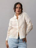 Embroidered Off-White Cotton Shirt