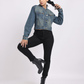 Mid Blue Cropped Denim Jacket for Women