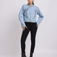 Light Blue Cropped Denim Jacket with Zip Detail