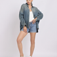 Oversized Mid Blue Denim Shirt with Dropped Shoulder